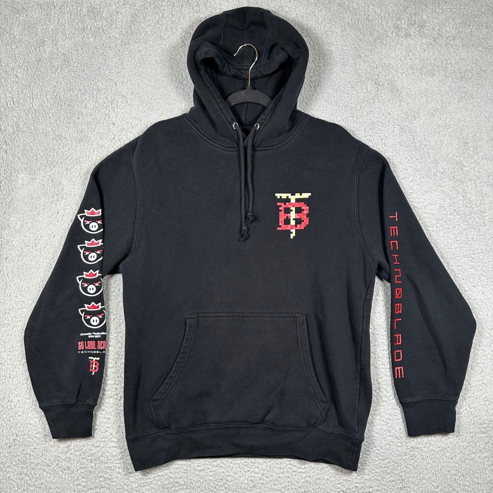Technoblade Good Game Memorial Hoodie Black Mens Medium GG Pig Crown YouTuber